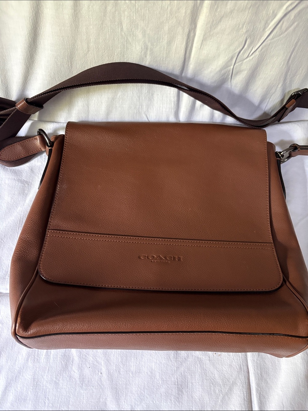 Coach Tan/Brown Leather Messenger Bag
